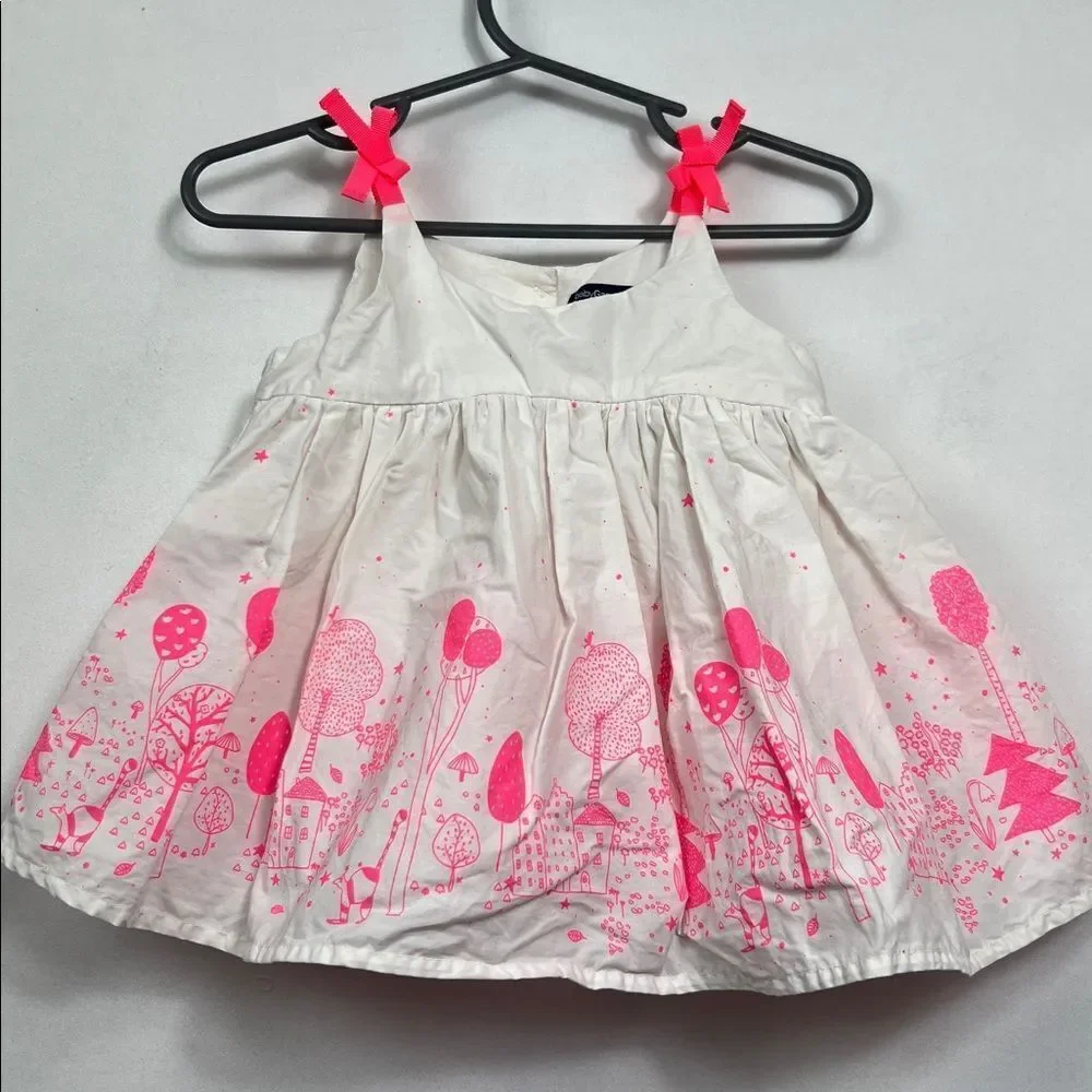 GAP White Dress with Neon Pink Accents size 18-24 months